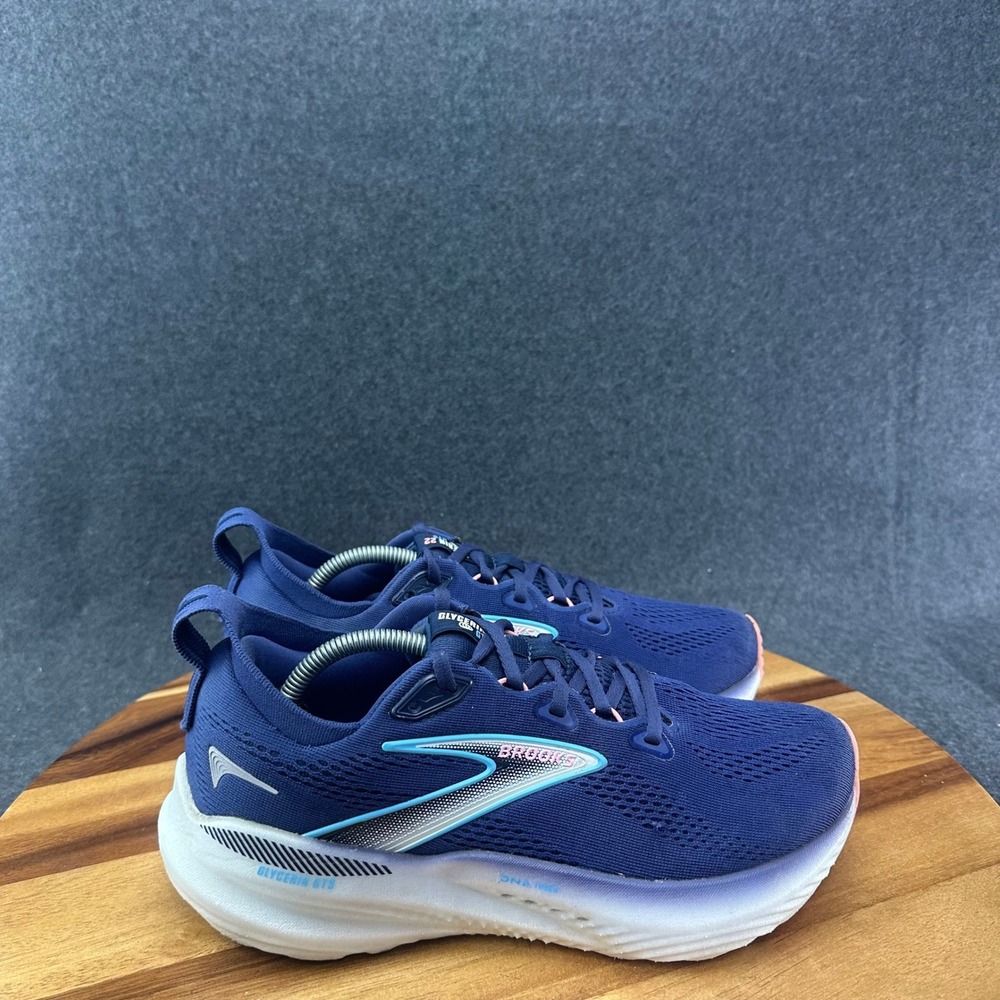 Brooks Glycerin GTS 22 Shoes Womens Sz 8B Blue Ribbon Peacoat Dianthus Running